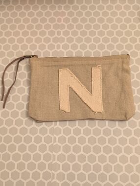 Mud Pie N Small Canvas Zipper Pouch New Without Tags